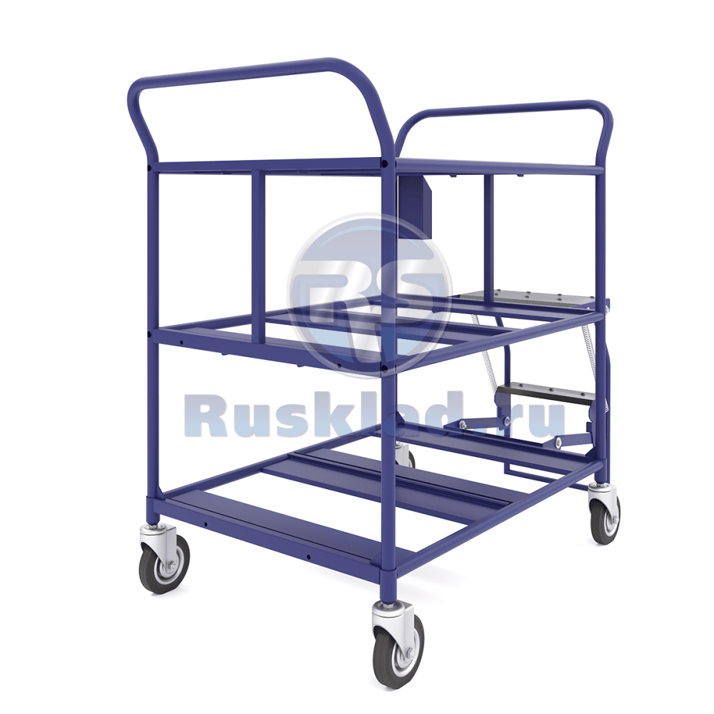 Трехъярусная платформенная тележка для перевозки ящиков ТДЯ Трехъярусная платформенная тележка для перевозки ящиков ТДЯ